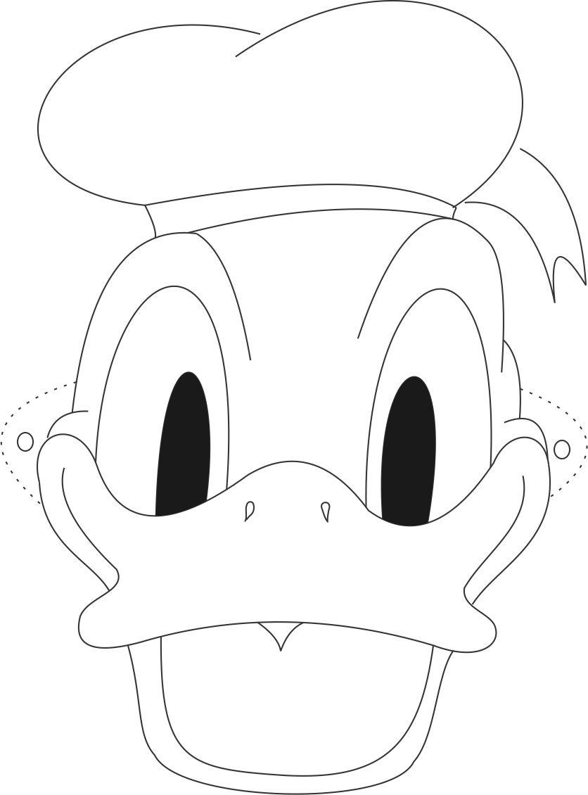 donald mask printable coloring page for kids