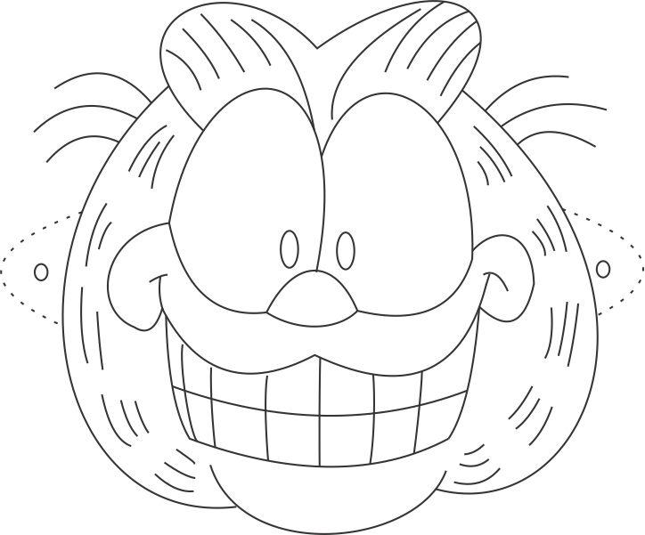garfield mask printable coloring page for kids