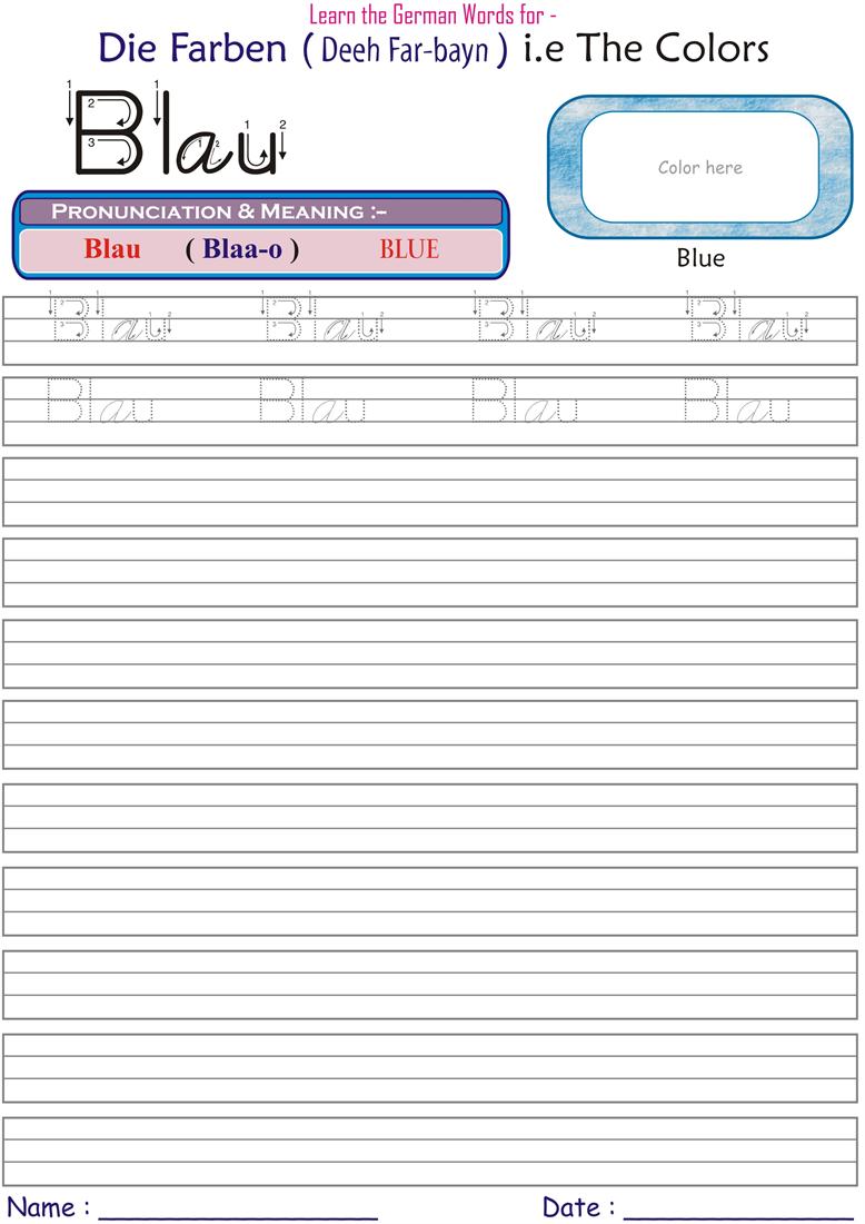 Learn German by learning names of Colors - Blue