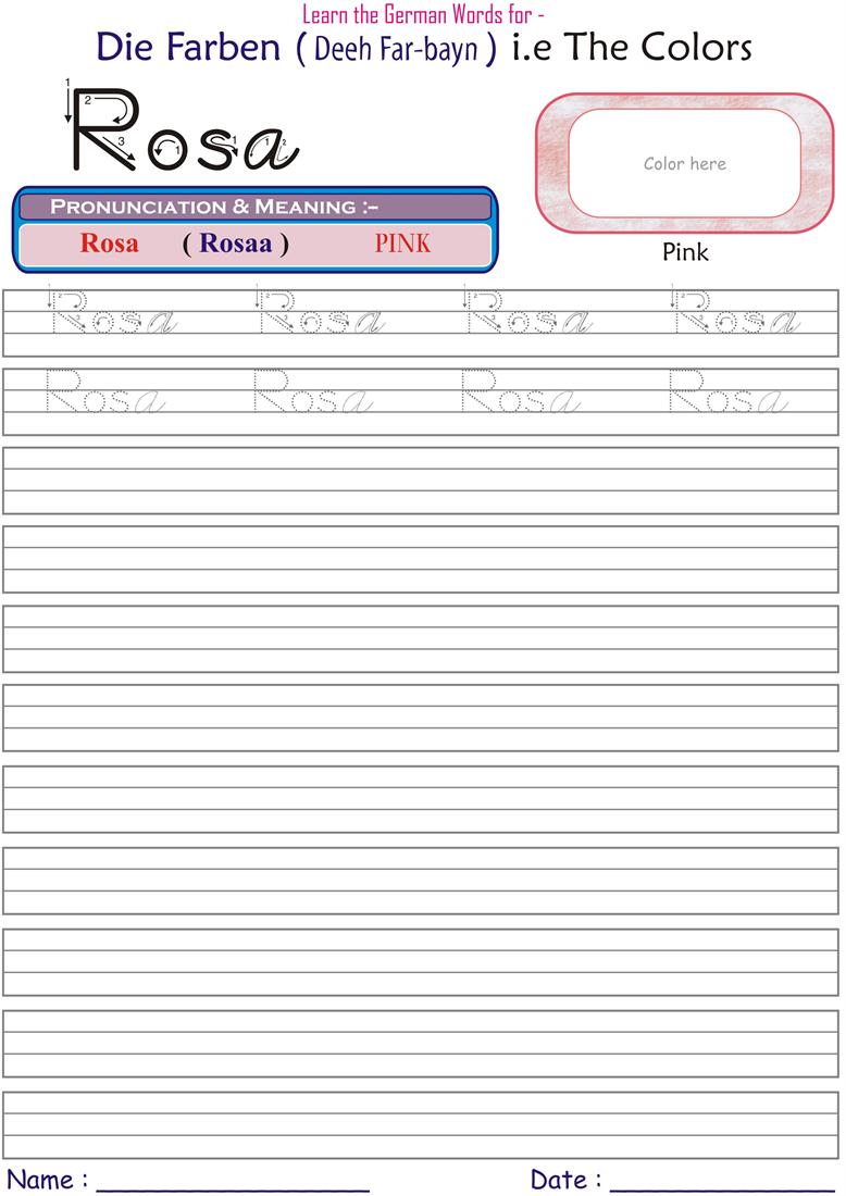Learn German by learning names of Colors - Pink