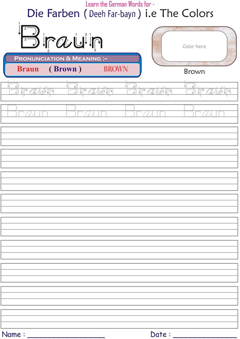 Learn German by learning names of Colors - Brown