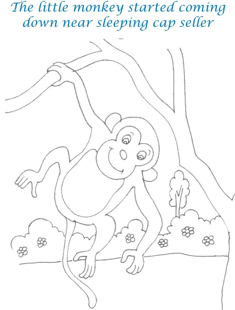 Cap seller story coloring page for kids 8