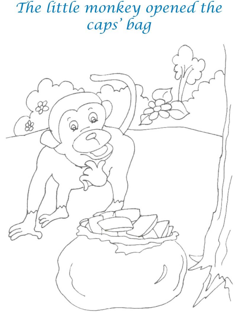 Cap seller story coloring page for kids 10