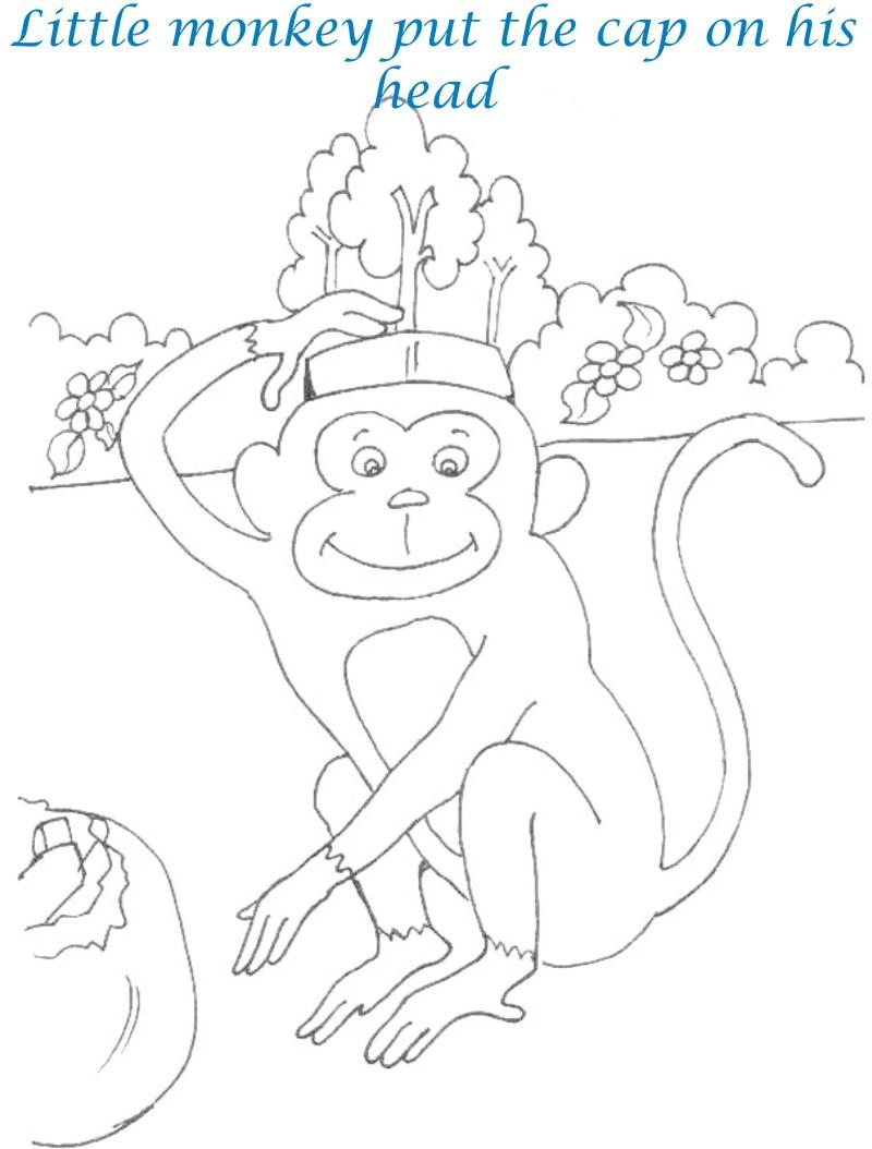 Cap seller story coloring page for kids 11