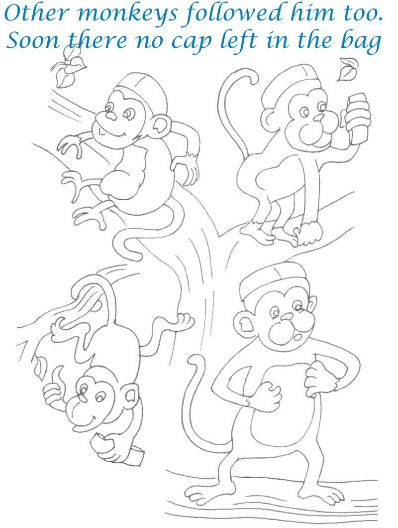 Cap seller story coloring page for kids 13