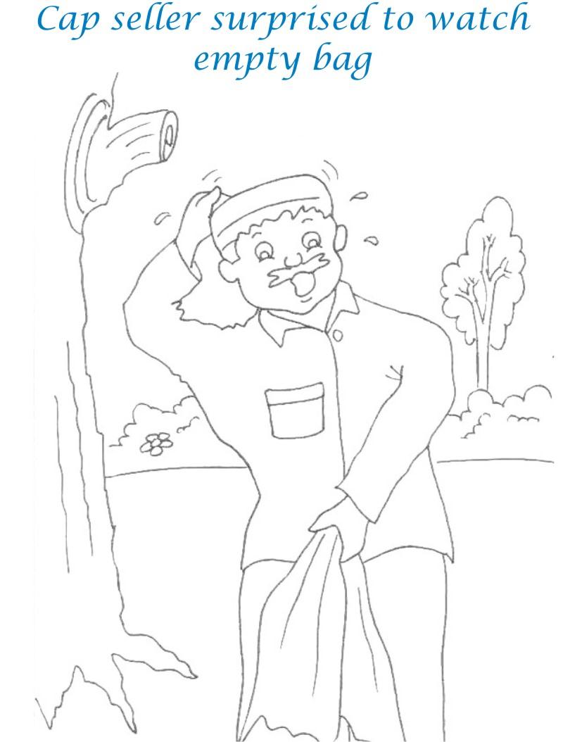 Cap seller story coloring page for kids 15