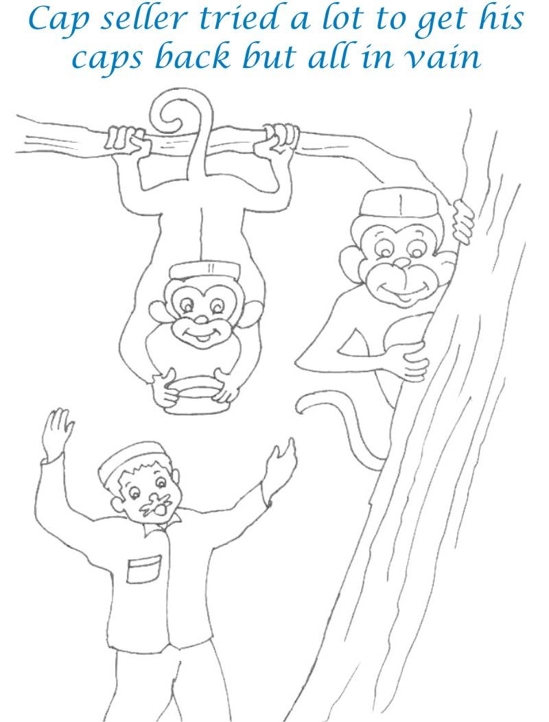 Cap seller story coloring page for kids 17