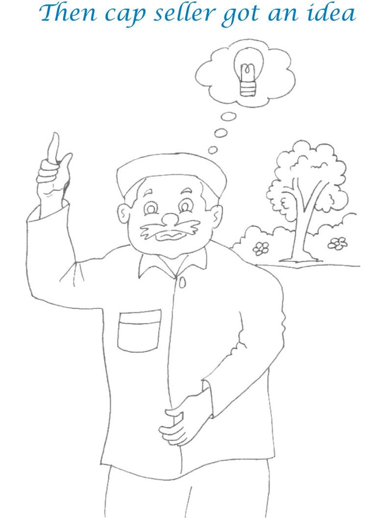 Cap seller story coloring page for kids 18