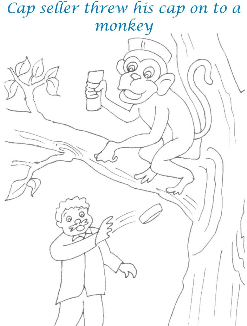 Cap seller story coloring page for kids 19