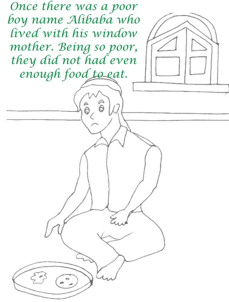 Alibaba story printable coloring page for kids 1