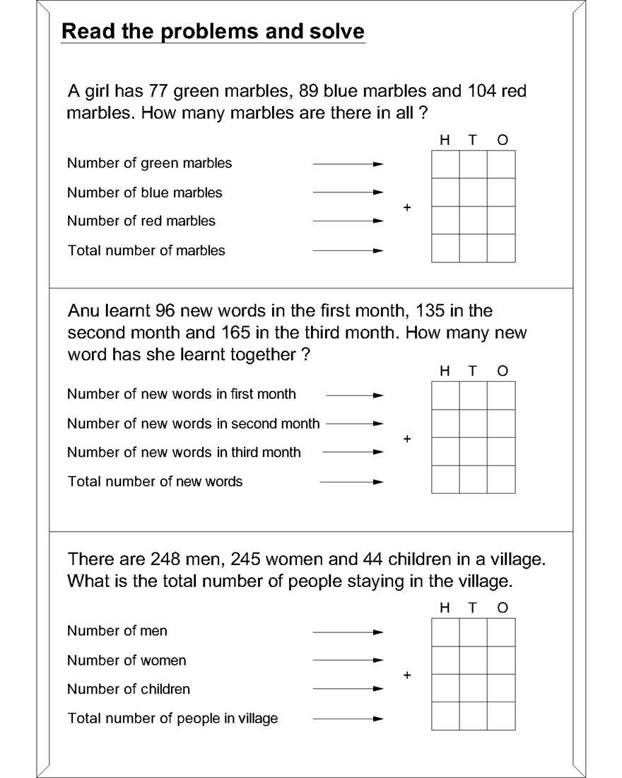 Math Word Problem Worksheets