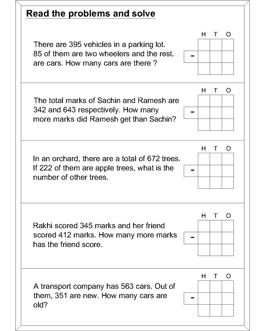 3404 51917 Math subtraction worksheets kids