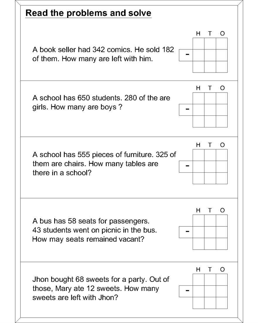 worksheet Subtraction Word Problem Worksheets math subtraction worksheets