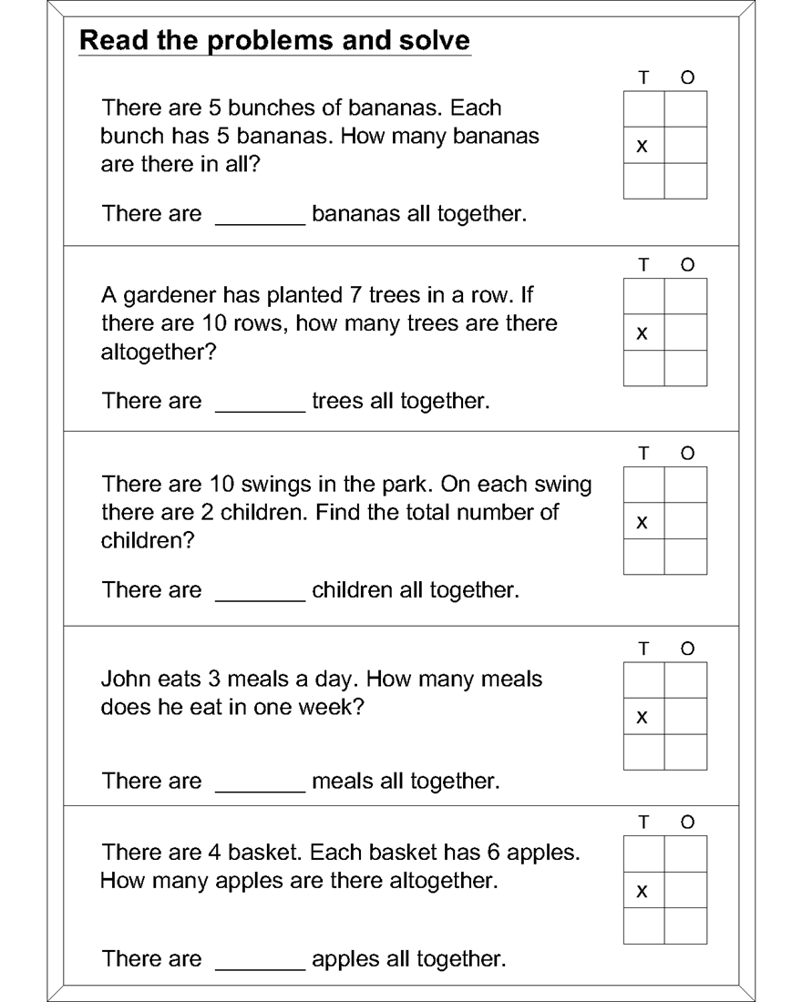 Math Multiplication Word Problems worksheets