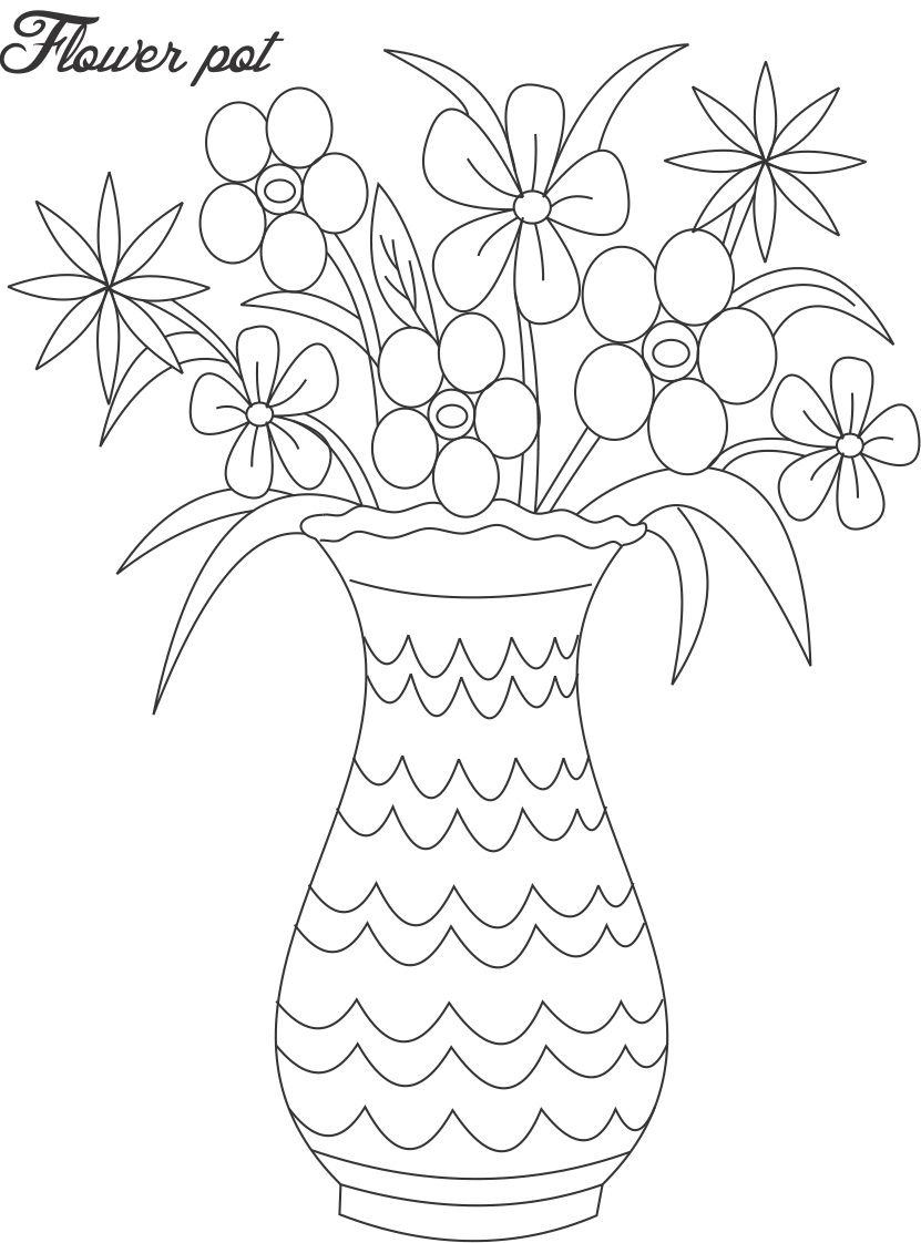 3409 Flower pot coloring page 1