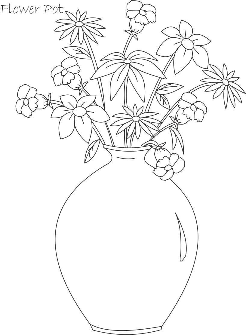 3409 Flower pot coloring page 4