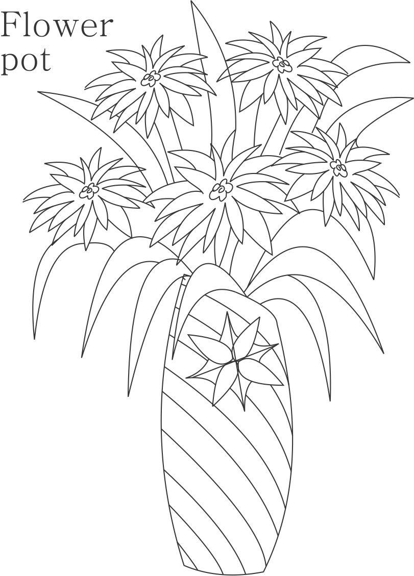 Line Drawing Of A Flower Pot : Decorative flower pots and vases coloring pages