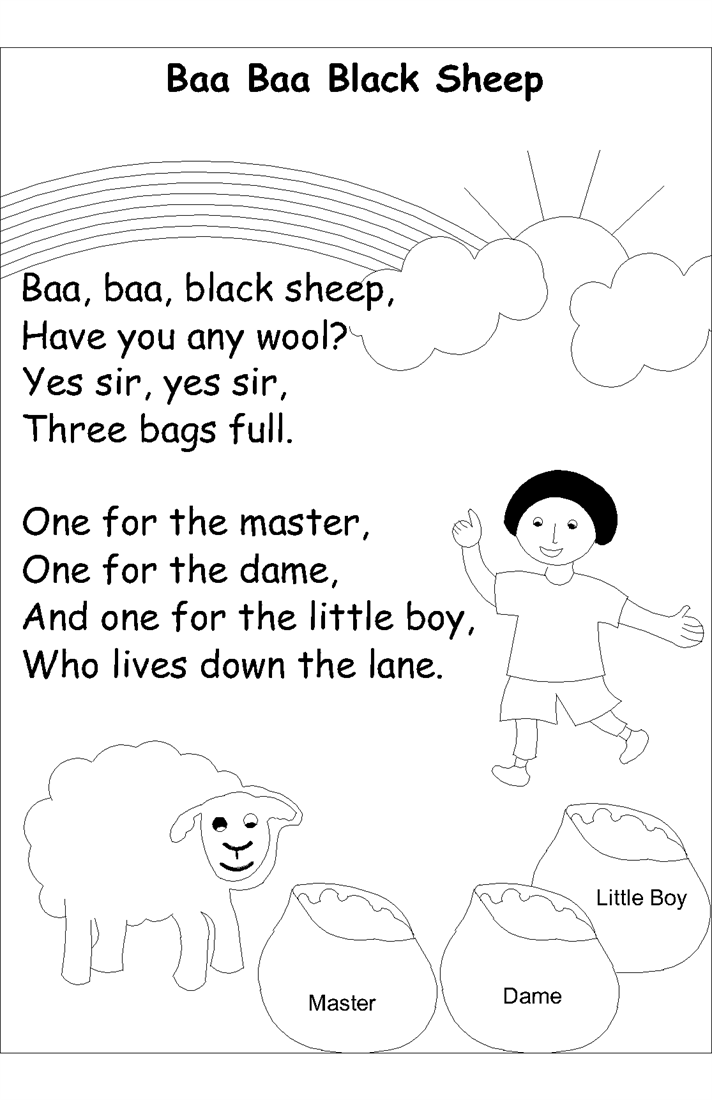 Nursery Rhyme Coloring Pages Pdf : Nursery rhyme coloring pages ba black sheep Nursery Rhyme Coloring Pages Pdf : Nursery rhyme coloring pages ba black sheep