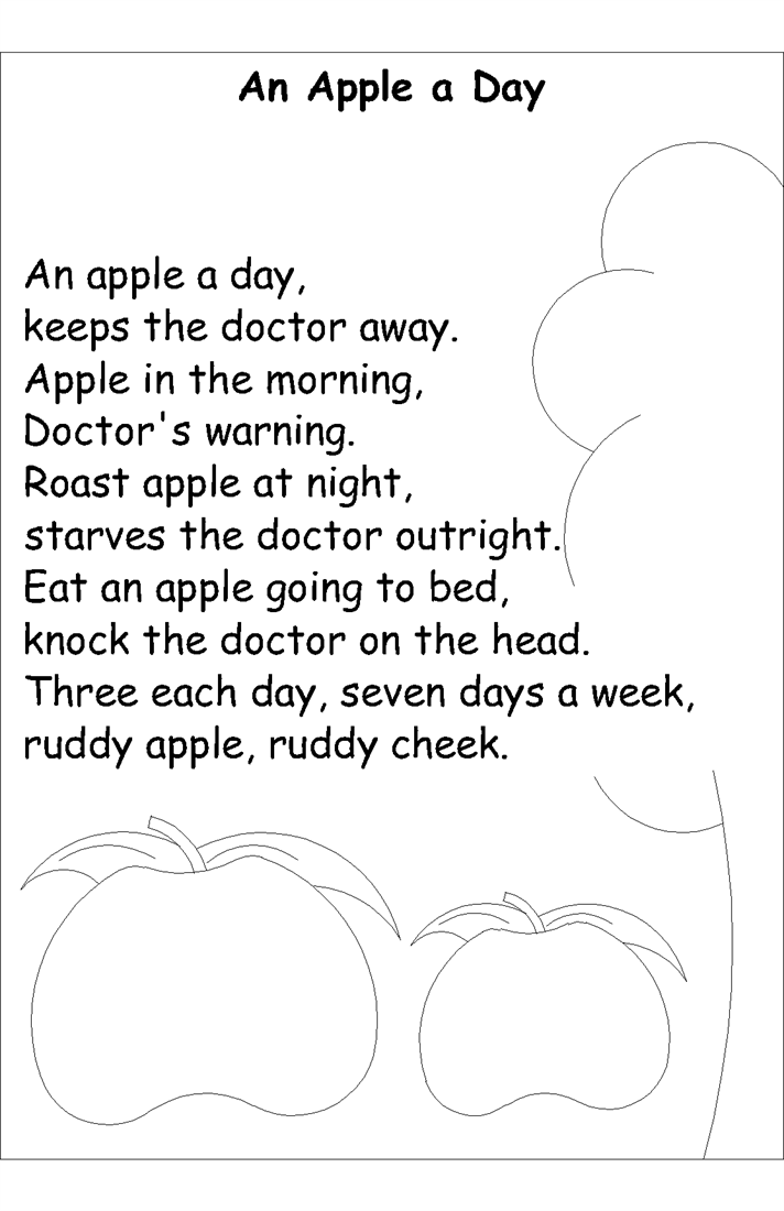 nursery rhyme coloring pages an apple a day