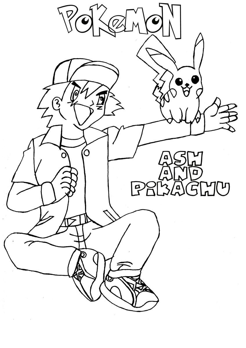 Ash and Pikachu pokemon coloring pages Ash and Pikachu pokemon coloring pages
