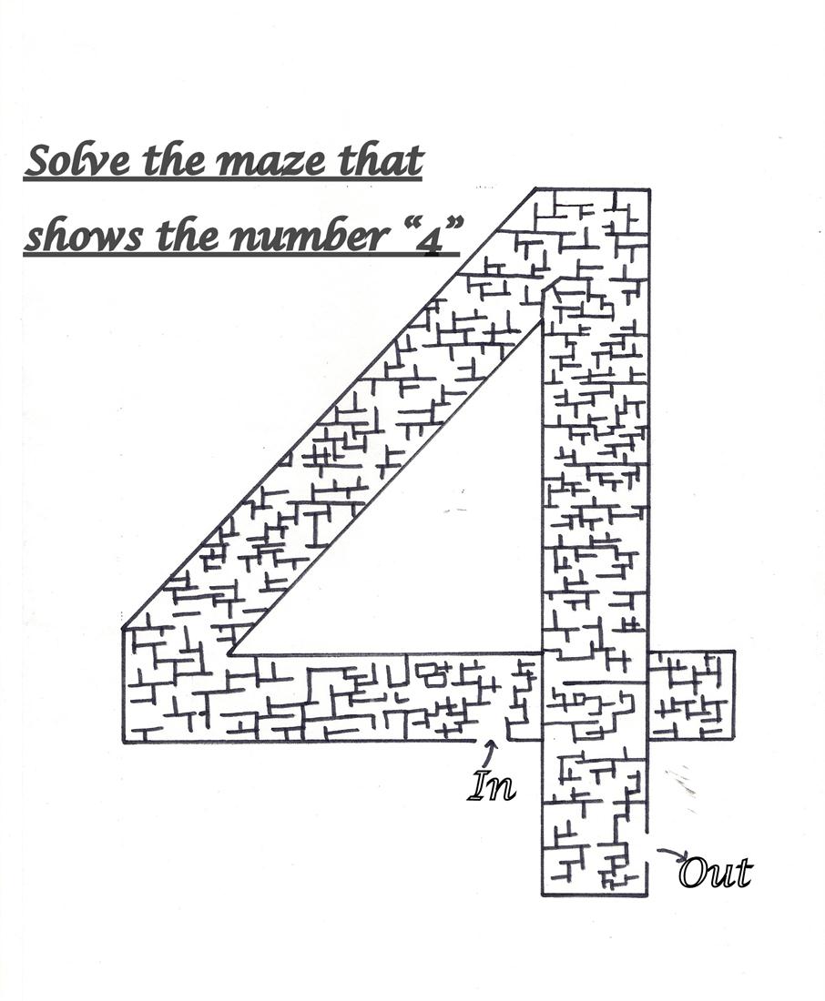 Solve the maze showing number "4"