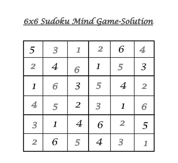 6x6 Sudoku 1 Solution