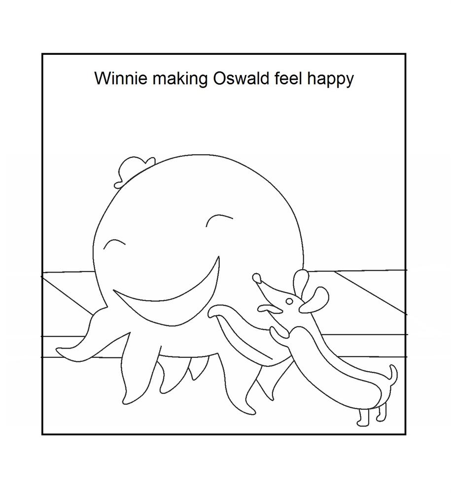 Oswald and Winnie playing Coloring Printable Page
