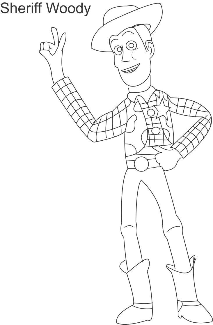 Toy woody sheriff coloring page for kids
