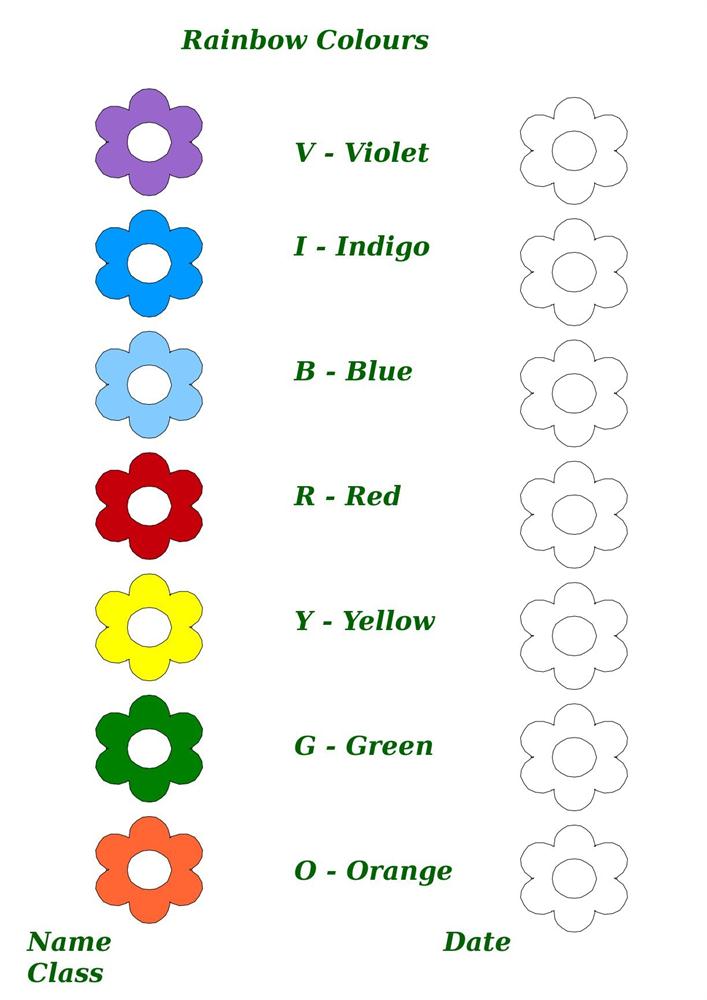 Colour Activity Worksheet Rainbow